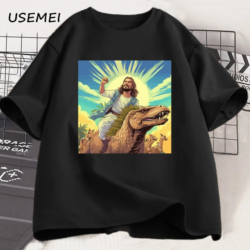 Jesus Riding Dinosaur T-Shirt