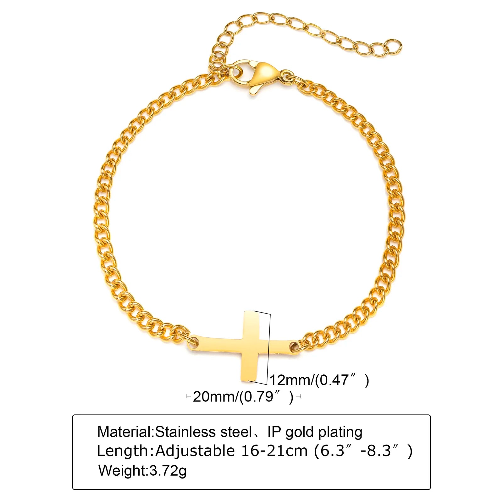 Stainless Steel Cross Religious Christian Bracelet