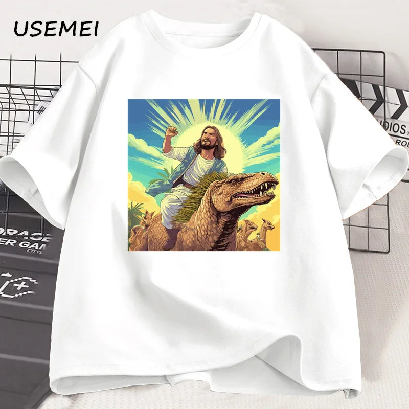 Jesus Riding Dinosaur T-Shirt