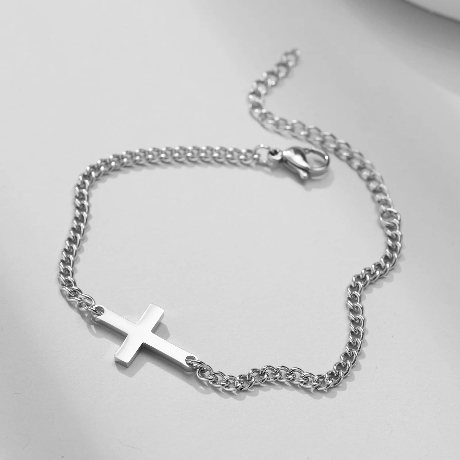 Stainless Steel Cross Religious Christian Bracelet