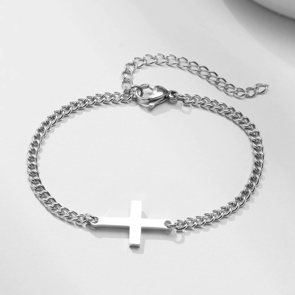 Stainless Steel Cross Religious Christian Bracelet