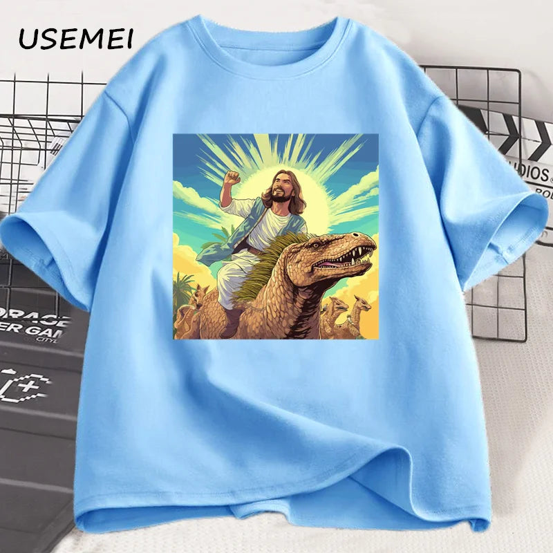 Jesus Riding Dinosaur T-Shirt