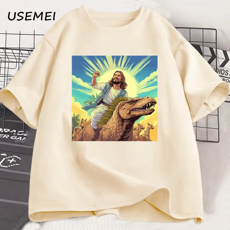 Jesus Riding Dinosaur T-Shirt
