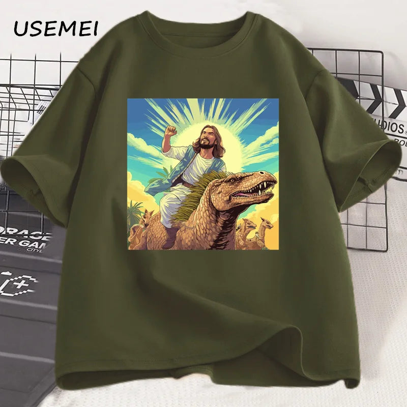Jesus Riding Dinosaur T-Shirt