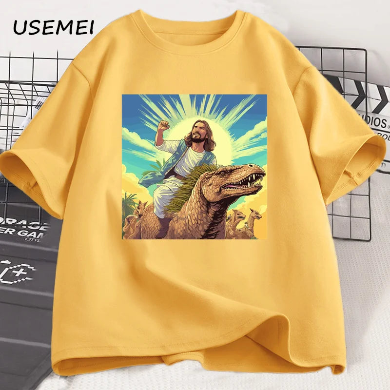 Jesus Riding Dinosaur T-Shirt
