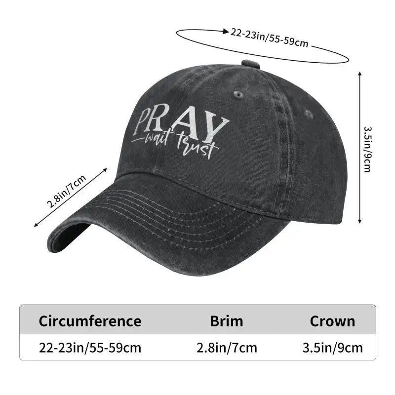 Christian Quote Pray Wait Trust Baseball Cap