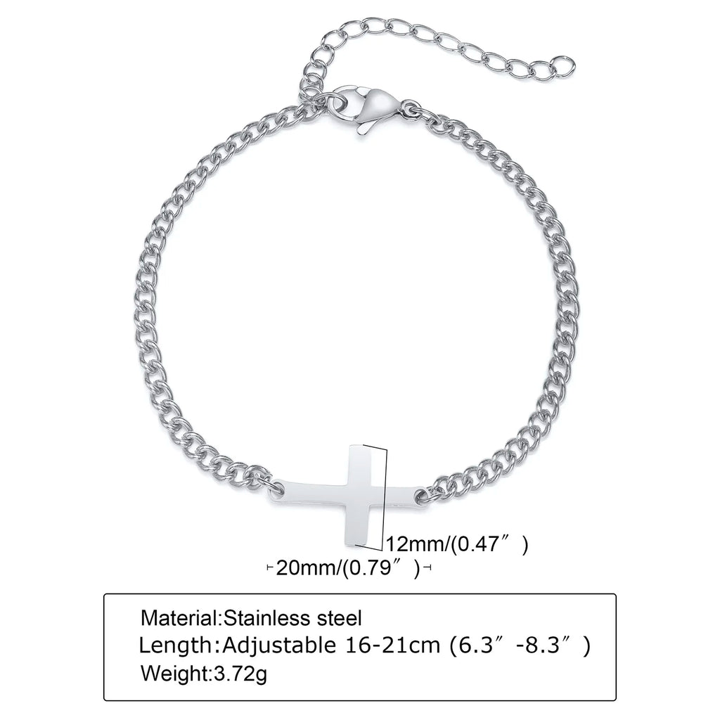 Stainless Steel Cross Religious Christian Bracelet