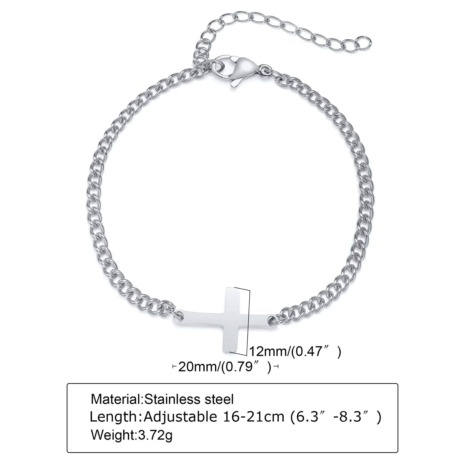 Stainless Steel Cross Religious Christian Bracelet