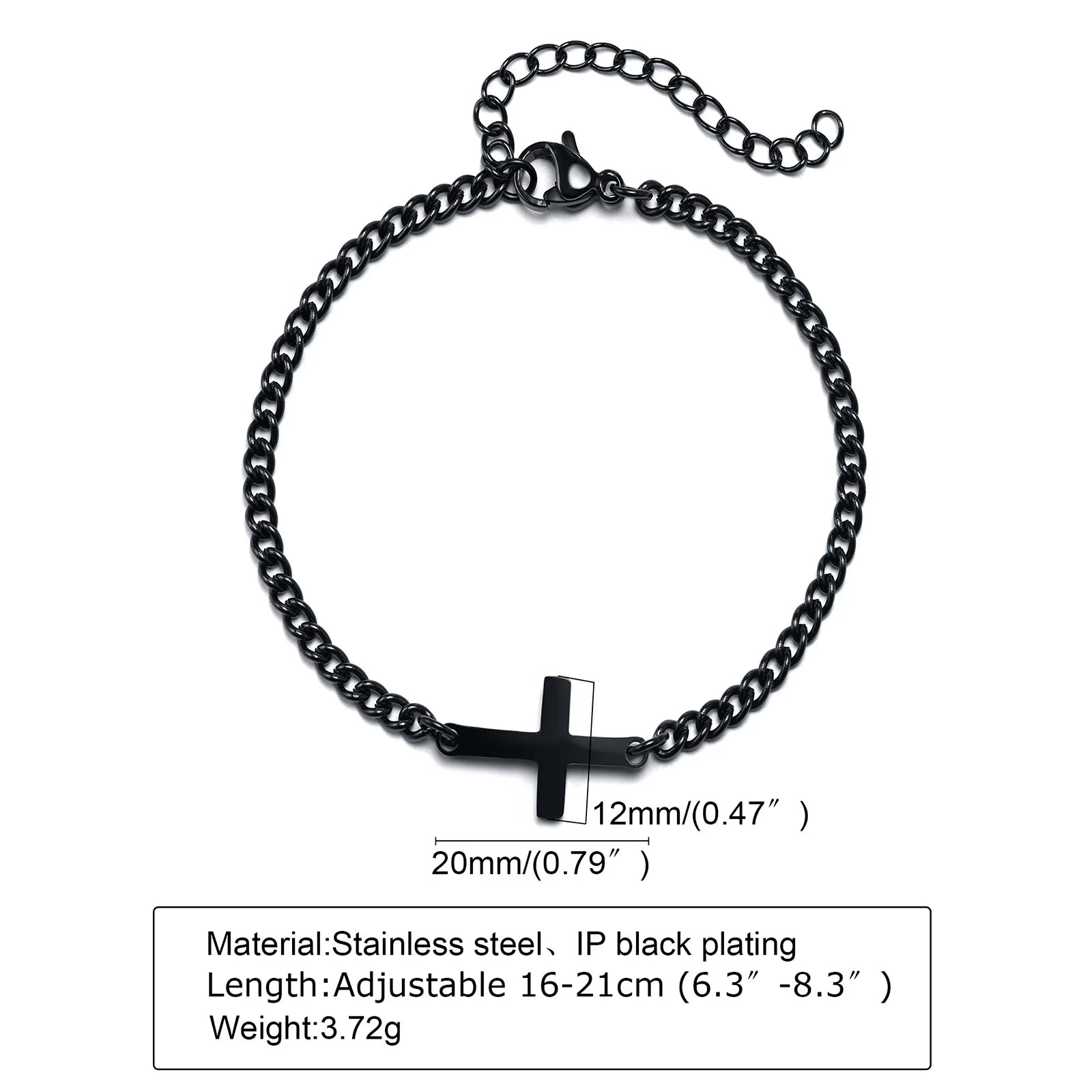 Stainless Steel Cross Religious Christian Bracelet