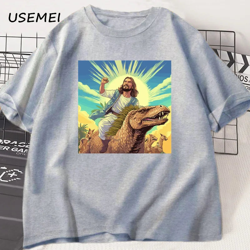 Jesus Riding Dinosaur T-Shirt