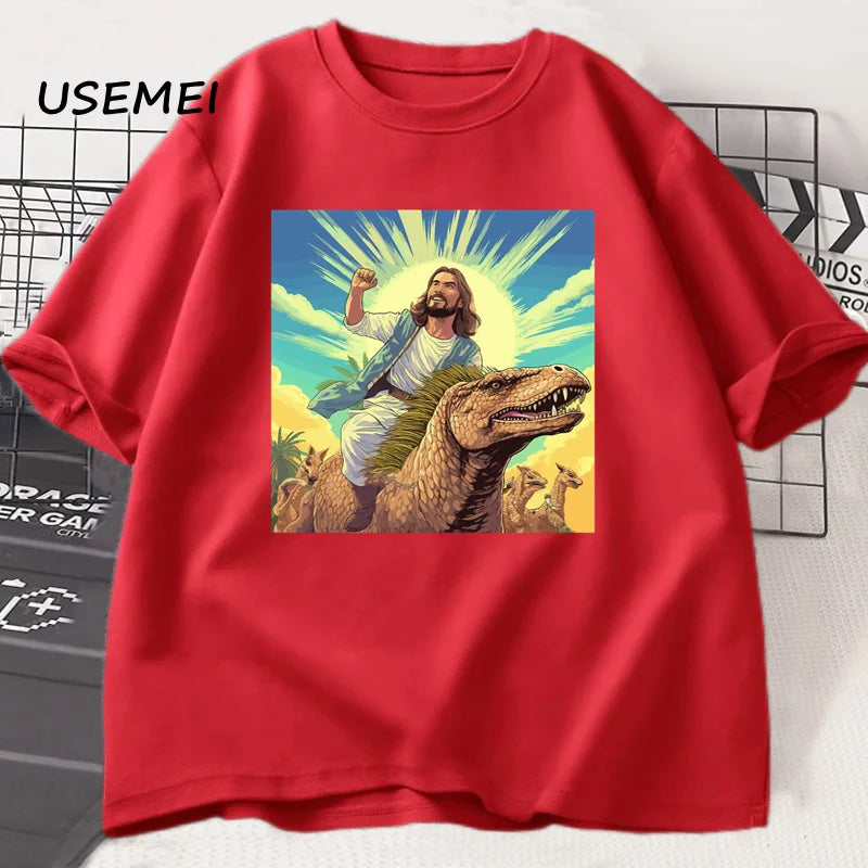 Jesus Riding Dinosaur T-Shirt