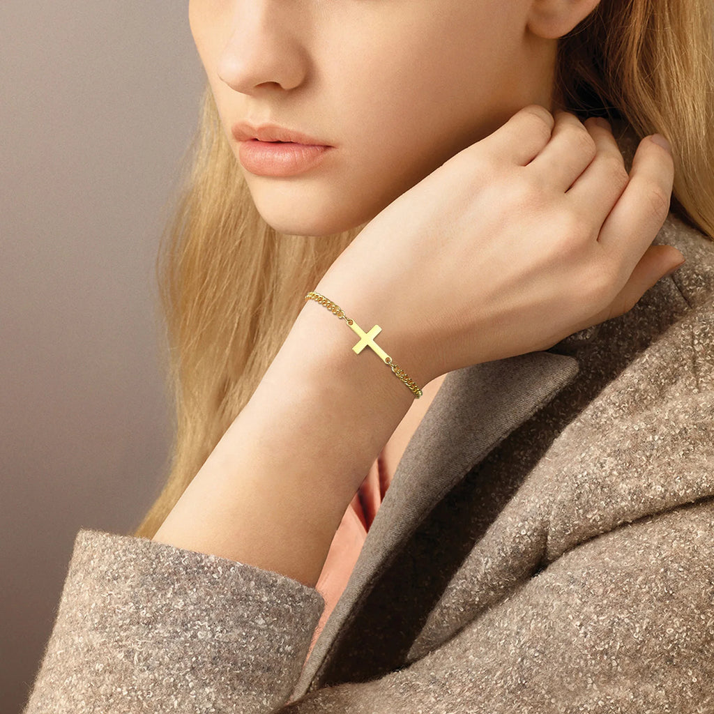 Stainless Steel Cross Religious Christian Bracelet