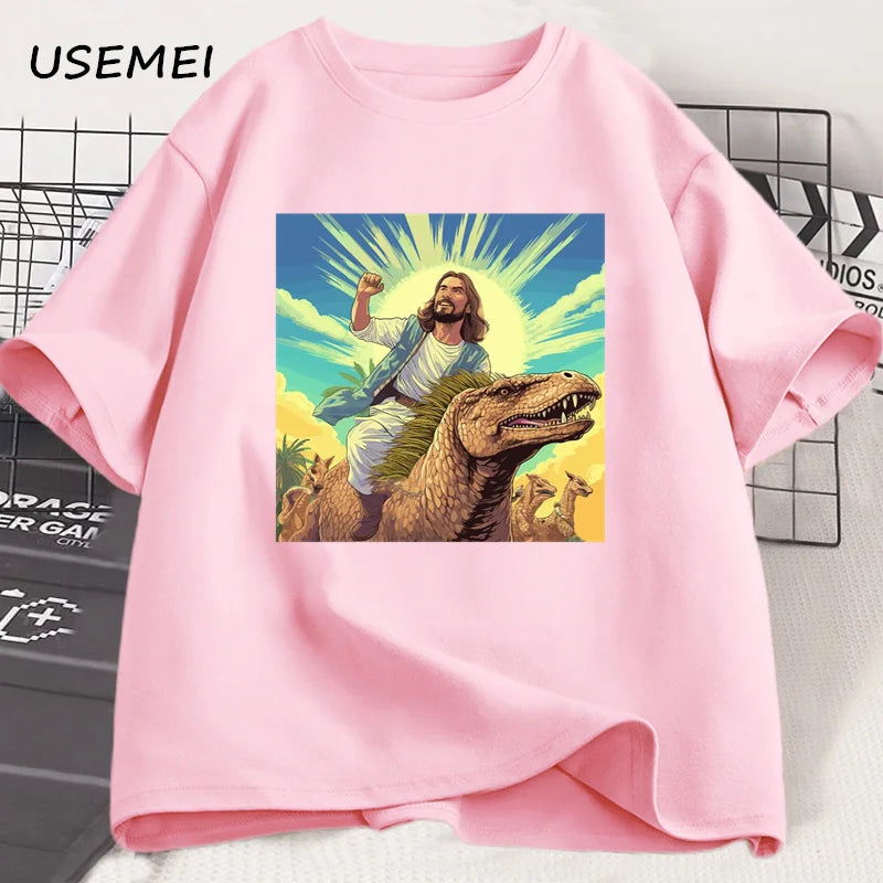 Jesus Riding Dinosaur T-Shirt